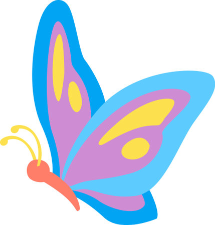 Vibrant clipart frame featuring a colorful butterfly, perfect for childrens summer-themed designs.のイラスト素材