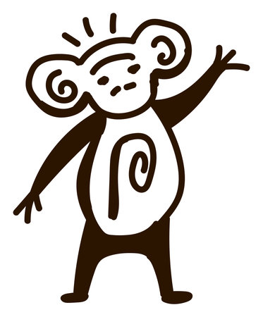 Intricate representation of an aztec-style monkey, perfect for cultural and historical design applications.のイラスト素材