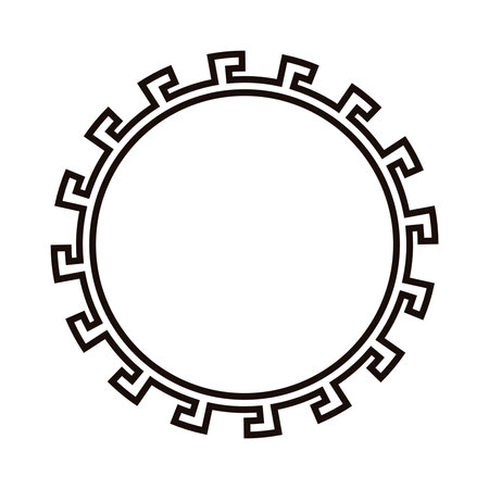 Intricate greek circle frame featuring a classic meander pattern, ideal for decorative design projects.のイラスト素材