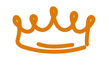 Simple hand drawn crown illustration in orange, perfect for creative design and art projects.のイラスト素材