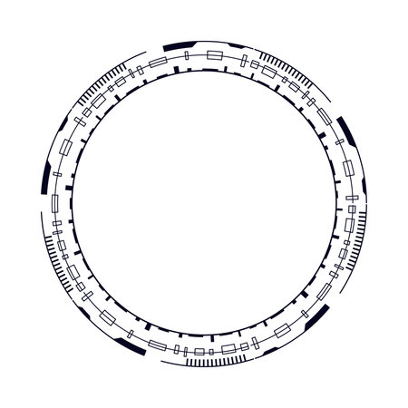 Innovative circular frame design featuring a futuristic, tech-inspired style for visual projects.のイラスト素材