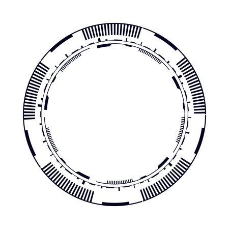 Black and white futuristic circle frame perfect for modern digital designs and creative concepts.のイラスト素材