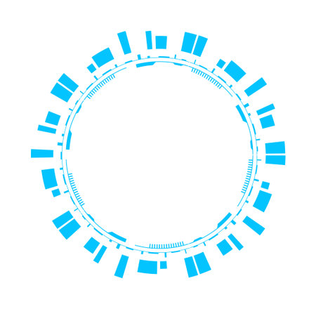 Innovative circular design with a futuristic look, ideal for digital interfaces and tech-themed projects.のイラスト素材