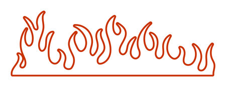 Minimalistic line art of flames depicting abstract fire design in a bold, artistic style.のイラスト素材
