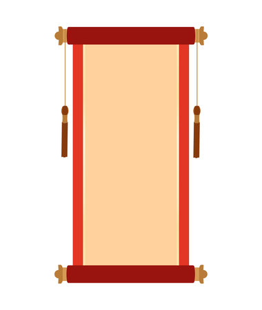 Blank traditional chinese scroll ideal for showcasing art, calligraphy, or decorative design.のイラスト素材