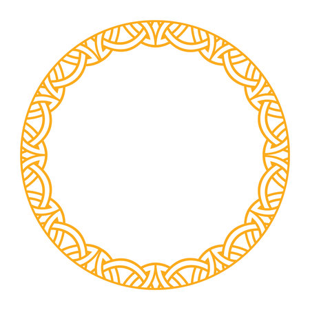 Elegant circular frame with intricate celtic and viking patterns in a minimalist style.のイラスト素材