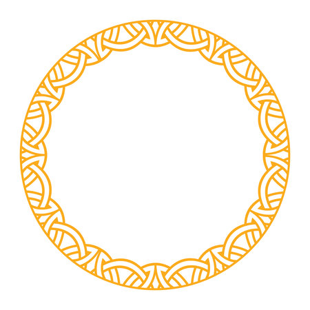 An intricate circular frame featuring celtic and viking patterns. ideal for decorative and artistic design applications.のイラスト素材