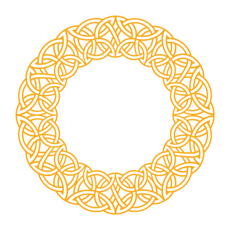 Detailed circular celtic frame with nordic motifs, perfect for decoration, art projects, and design.のイラスト素材