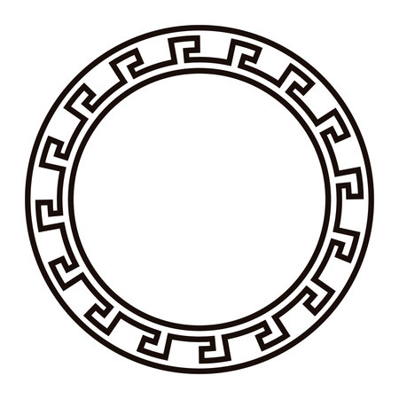 Intricate greek circle frame design perfect for adding classical elegance to various decorative projects.のイラスト素材