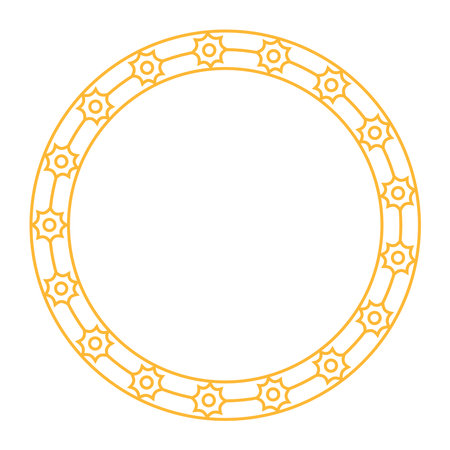 Intricate circular frame with islamic geometric patterns, perfect for art projects and home decor.のイラスト素材