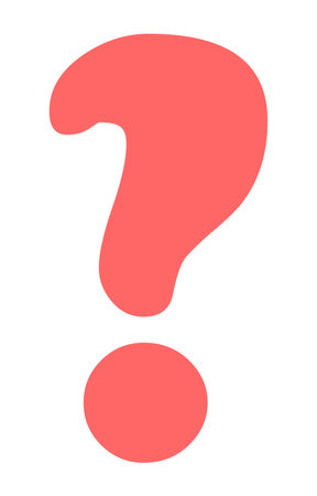 Red question mark symbol on white background.