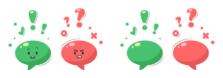Communication: happy vs. angry chat bubbles.のイラスト素材
