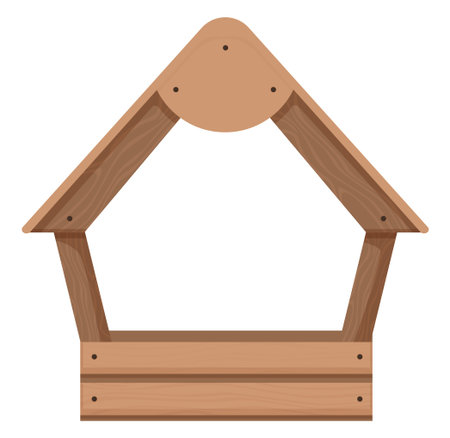 Wooden birdhouse design with slanted roof.のイラスト素材