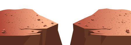 Wide canyon gap with red rocky edges under clear sky.のイラスト素材