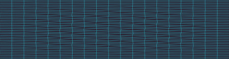 Dynamic turquoise grid lines on a dark backdrop create a wavy, abstract pattern for digital design...