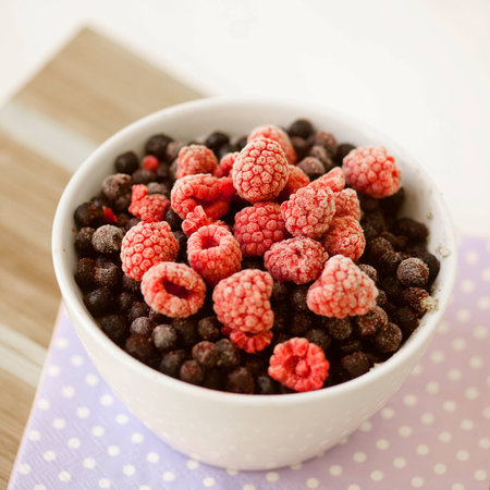 Frozen Blueberries and Raspberriesの写真素材