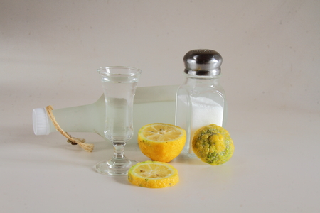 Tequila, lemon and saltの写真素材