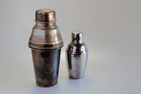 Retro silver cocktail shakersの写真素材