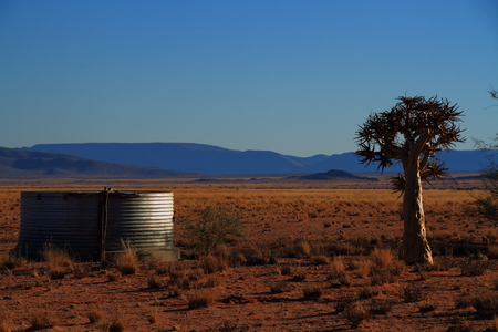 Farm dam in a dry landscapeの写真素材
