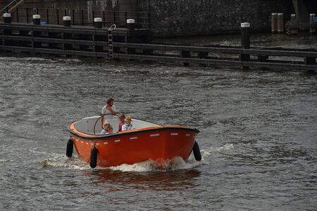Family leisure boating activities Amsterdamのeditorial素材