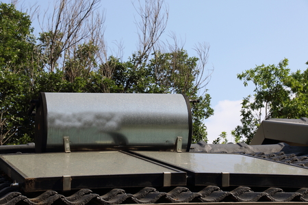 A residential solar geyserの写真素材