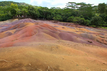 Chamarel, Mauritius - the Seven Coloured Earths in the Riviere Noire District is a popular tourist destination on the islandのeditorial素材