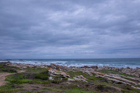 Seascape off Cape Recife in Port Elizabeth, South Africa where the vessel Patti ran aground on Thunderbolt Reef image in horizontal formatの写真素材