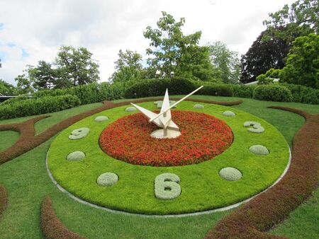 switzerland green and red nature grass clock