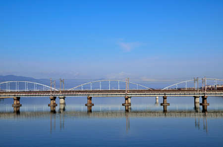 Seta River and bridgeの写真素材