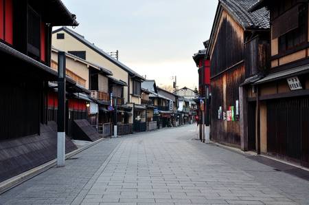 Kyoto cherry blossom lanesのeditorial素材