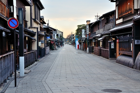 Kyoto cherry blossom lanesのeditorial素材