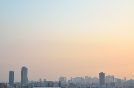 Osaka city landscape in the early morningの写真素材