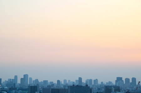 Osaka city landscape in the early morningの写真素材