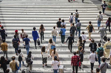 Pedestrian crossing in front of Osaka Stationのeditorial素材