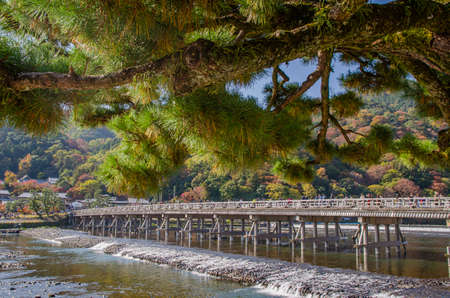 Toritsu Bridge in Arashiyama, Kyotoの写真素材