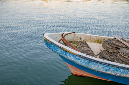 Fishing boat on the Seta Riverの写真素材