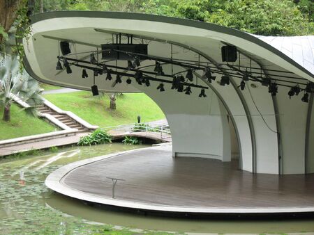 Open air stage or amphitheatre found at the Singapore Botanical Gardensの写真素材