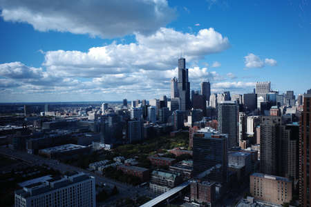 Aerial view of the city of Chicago, Illinois, USA.の写真素材