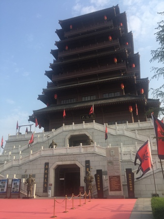 ancient tower at Hancheng Lakeのeditorial素材