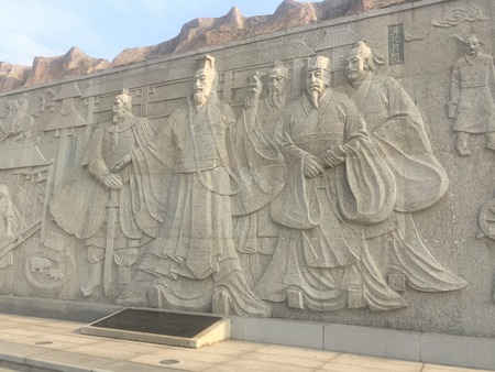 wall carving at Hancheng lakeのeditorial素材
