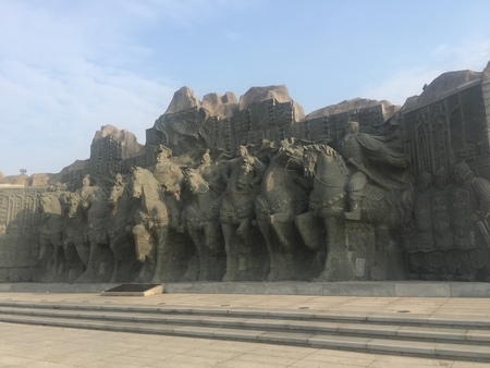 wall carving at Hancheng lakeのeditorial素材