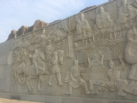 wall carving at Hancheng lakeのeditorial素材
