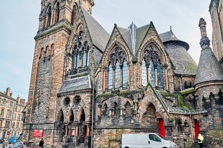 Edinburgh, View of the city, Several monuments and the Castleのeditorial素材