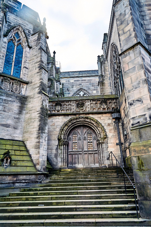 Edinburgh, View of the city, Several monuments and the Castle,の写真素材