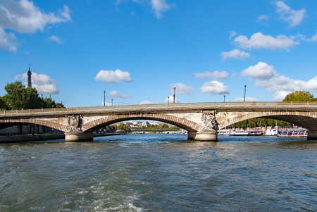 Paris, France, circa april 2016: Views of buildings, monuments and famous places in Paris, from the river Seineの写真素材
