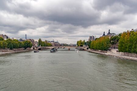 Paris, France, circa april 2016: Views of buildings, monuments and famous places in Paris, from the river Seineの写真素材