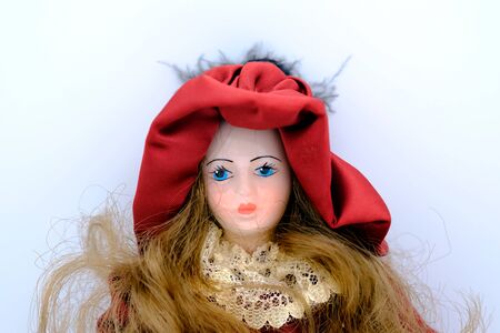 Porcelain doll isolated on white backgroundの写真素材