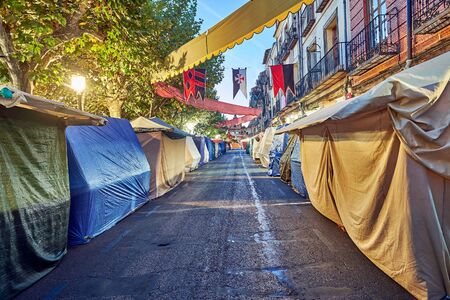 Streets and Medieval Fair (closed) in Alcala de Henares,dawn during the week of Cervantes (10/06/2016)の写真素材
