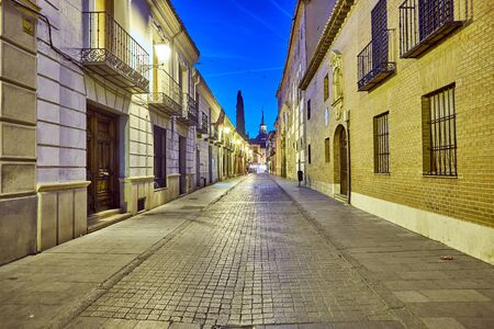 Streets and Medieval Fair (closed) in Alcala de Henares,dawn during the week of Cervantes (10/06/2016)の写真素材