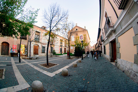 streets, monuments and old buildings of the town of Alcala de Henares, Spainのeditorial素材